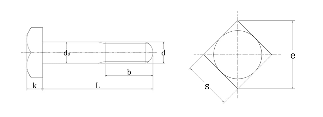 AYA Stainless Square Head Bolts imilinganiselo itafile